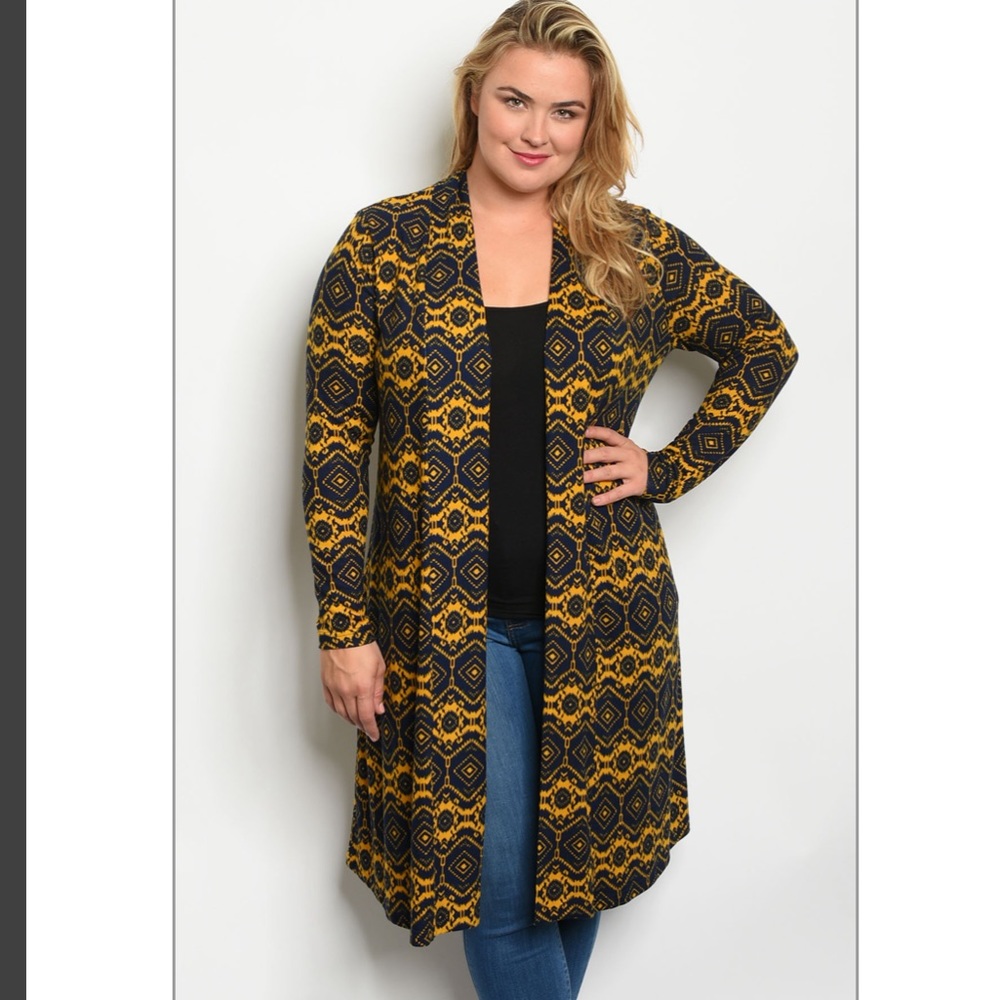 Brand New 🦋 Plus Size Navy Mustard Cardigan